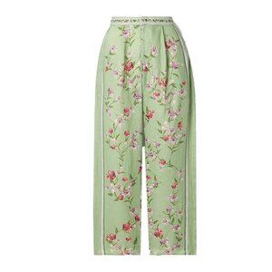 Agua by Agua Bendita, Florecer Floral Inen Straight-Leg Pants | Size: S